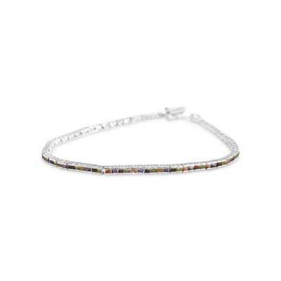 Sterling Silver Bracelet 1.5Mm Square Amethyst Garnet Olivine C