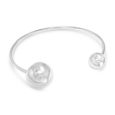 Sterling Silver Bangle Open Balls At Tip Small And Big