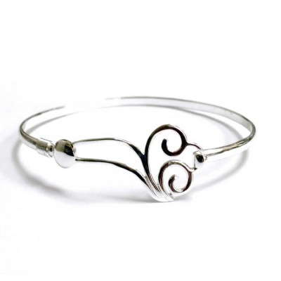Sterling Silver Bangle Hook Closure Two Line Wavy
