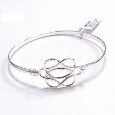Sterling Silver Bangle Love Knot Hook Closure