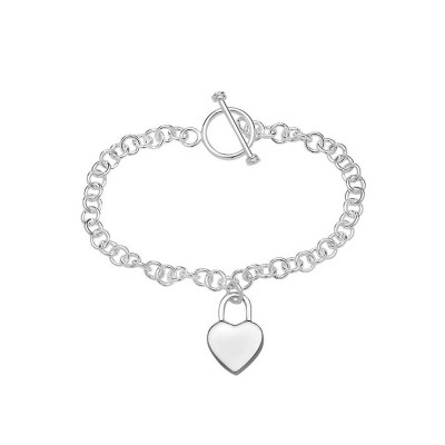 Sterling Silver Plain Bracelet Heart Charm