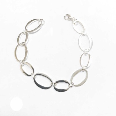 Sterling Silver Bracelet Multicolor O Links***7 Inches