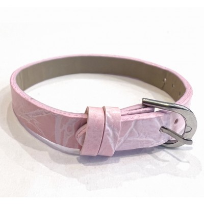 Fashion Bracelet Imitation Leather Pink with Brass Buckle