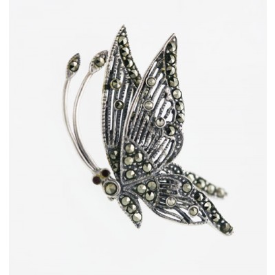 Marcasite Pin Plain Butterfly Folding
