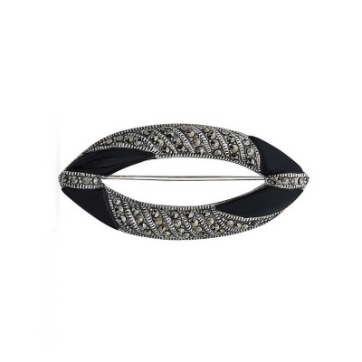 Marcasite Pin Olivine Design Onyx