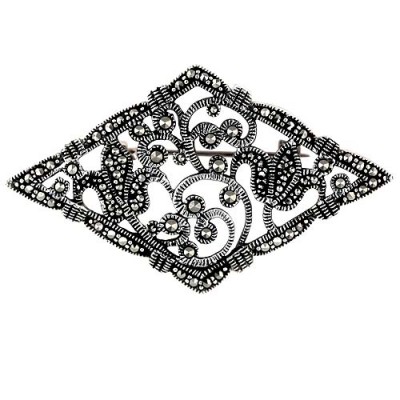Marcasite Pin Rhombus Flower Tulip Ctr
