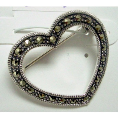 Marcasite Pin Open Heart