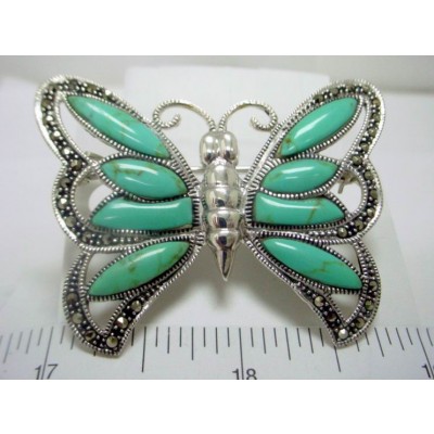 Marcasite Pin Turquoise Butterfly