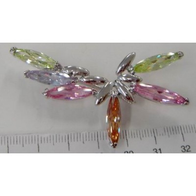 Sterling Silver Pin 5Pcs Lg,Lv,Champagne,Pink Cubic Zirconia Marquis