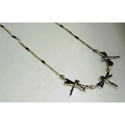 Marcasite Necklace 3Pc Drangonfly 16"