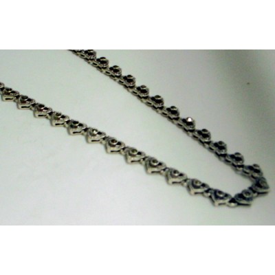 Marcasite Necklace 16" Plain Hearts