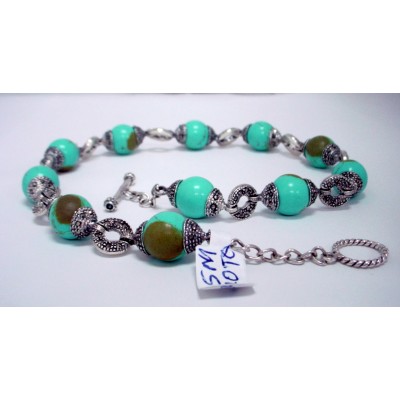 Marcasite Necklace Faux Turquoise+Link Toggl (2M-690)