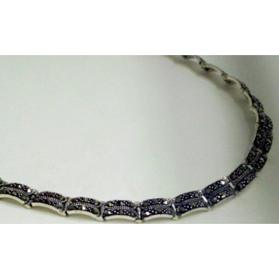 Marcasite Rectangular Links Necklace 18"