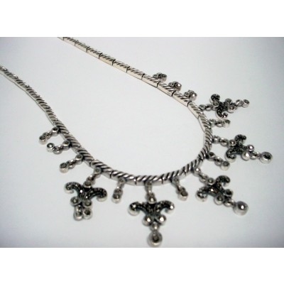 Marcasite Necklace Braid with Victorian Dangle