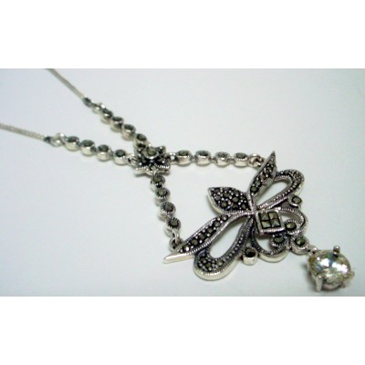 Marcasite Necklace Victorian Chandelier with Round Canary C