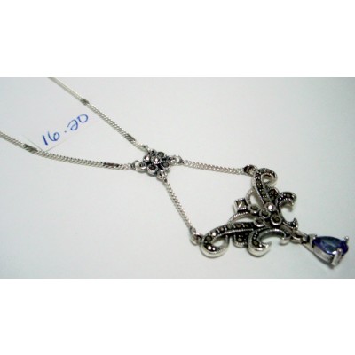 Marcasite Necklace Victorian with Teardrop Lvndr Cubic Zirconia