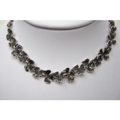 Marcasite Necklace Multicolor Clover Links