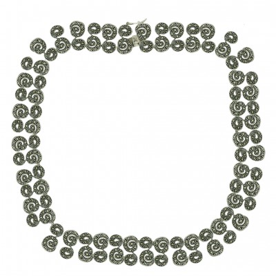 Marcasite Necklace 17 In. Pave Marcasite Double Open Swirl Link Thai