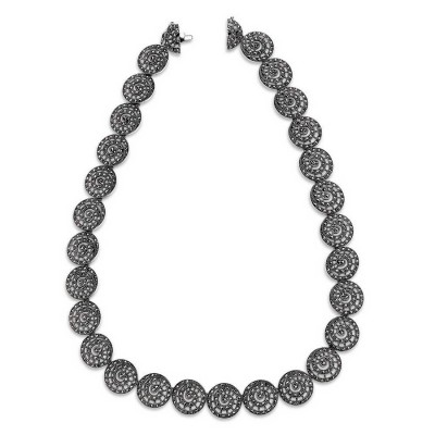 MARCASITE NECKLACE ROUND OPEN SWIRL