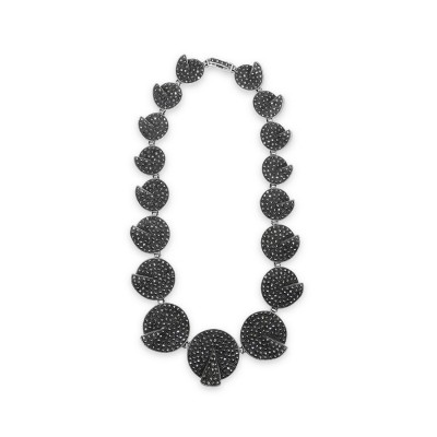 MARCASITE NECKLACE DISC PAVE FOLDOVER 17 LINKS