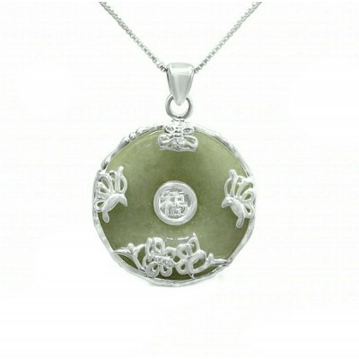 Sterling Silver Necklace 18 Inches Pi Donut Shape With Flower,