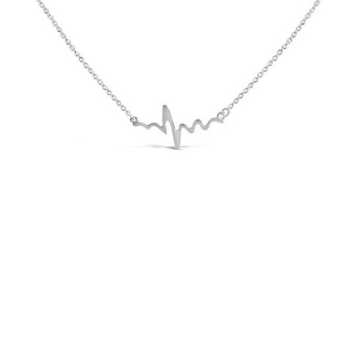 Sterling Silver Necklace Heart Beat 16+1+1 Inches Ecoat