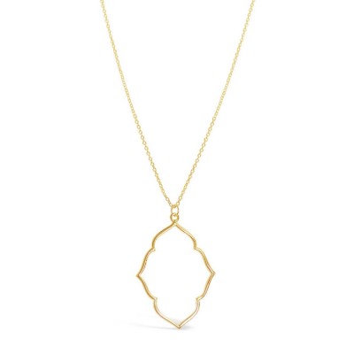 Sterling Silver Necklace Thin Frame Line Ecoat 16+1 Inches-Gold