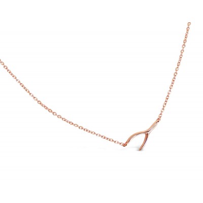 Sterling Silver Necklace Wish Bone Tiny Sideway Chain 16+1 Inc 5S-1098Rg