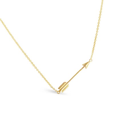 Sterling Silver Necklace Sideway Arrow Chain 16+1 Inches-Gold P