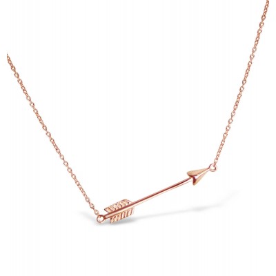 Sterling Silver Necklace Sideway Arrow -Rose Gold Plate-Chain 1