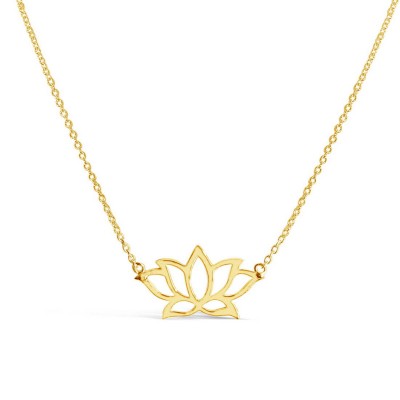 Sterling Silver Necklace Lotus Flower Line Chain 16+1 Inches- G