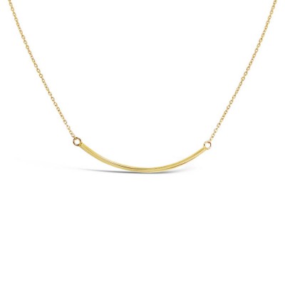 Sterling Silver Necklace Curvy Bar-Ecoat 17+1 Inches-Gold Plate