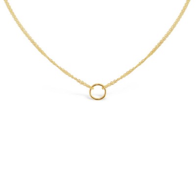 Sterling Silver Necklace Tiny Circle Charm Double Chain 15 Inch 5S-1111Gd