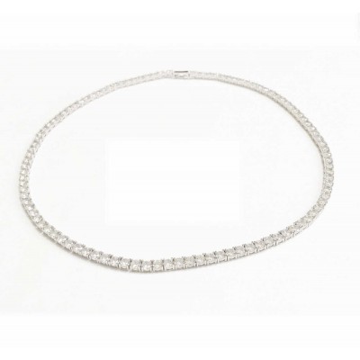 Sterling Silver Necklace Prong Setting Round 4Mm Clear Cubic Zirconia All 5S-1148Cl-17