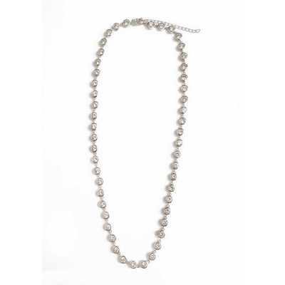 Sterling Silver Necklace Bezel 4 Mm Clear Cubic Zirconia