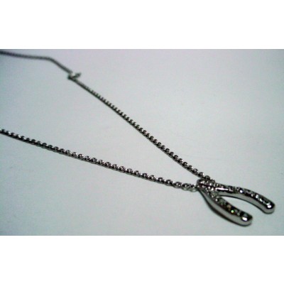 SS Necklace Wishbone Clr Cystl Pave, Multicolor