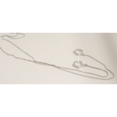 SS Necklace Plain Floating Flower Lariat, Silver