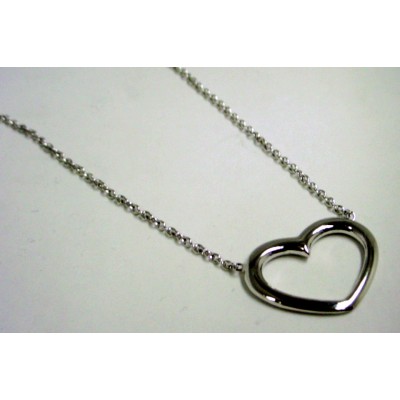 Sterling Silver Necklace Plain Open Heart