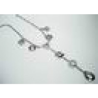 Sterling Silver Necklace Geometric Shapes Plain+ Cubic Zirconia Y-Neck