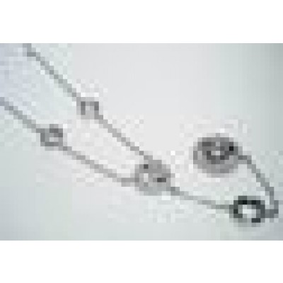 Sterling Silver Necklace 16" Y-Neck Clear+Plain Circles