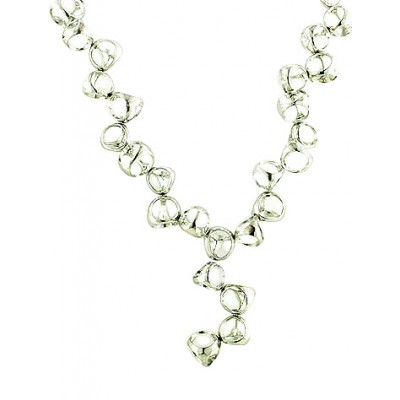 Sterling Silver Necklace 16 In. Hallow Plain Nugget Y