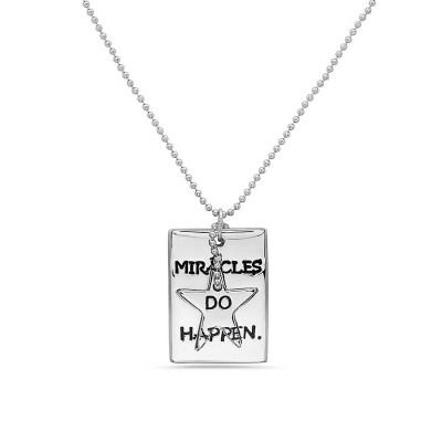 Sterling Silver Necklace 25X17mm Tag with Knockdown Star+Letter '