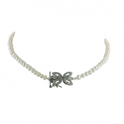 Sterling Silver Necklace 1 Strand (Medium Approx 6-8mm) ) White Fw