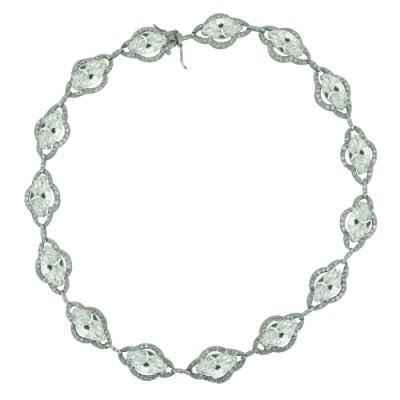 Sterling Silver Necklace Marquis Clear Cubic Zirconia with Cubic Zirconia