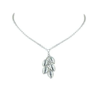 Sterling Silver Necklace 16 In. 5 Plain Marquis Drops--E-coated/Nickle Free--