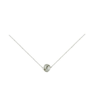 Sterling Silver Necklace Love Knot Matte Lines 16 Inches +2 Inc