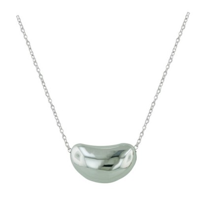 Sterling Silver Necklace 20mm Plain Silver Bean on Chain
