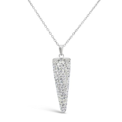 Sterling Silver Pendant 30mm Cone Paved in Clear Crystal