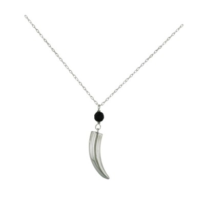 Sterling Silver Necklace Italian Horn with Onyx Bead