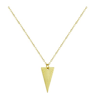 Sterling Silver Necklace Gold Triangle Disk with Lines